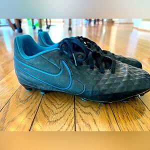 Nike Tiempo Black and Teal Men's Athletic Cleats